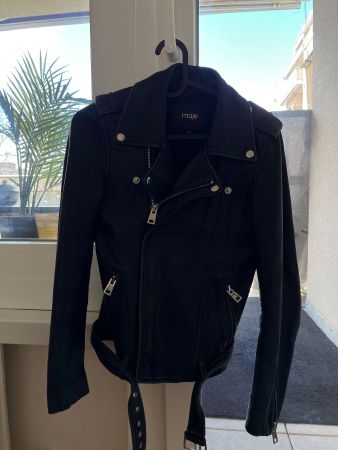 Veste en cuir Maje noire - taille 38 - style biker