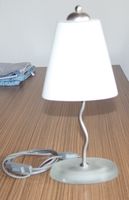 Tischlampe Lampe  Glas weiss Metall silber