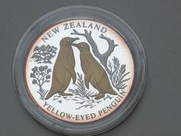 💎🇱🇷 Liberia $10 2004 Pinguine .999 Silber 2 Diamanten