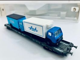 SBB HUPAC Endwagen mit 2xLKWs SPUR N in OVP #210