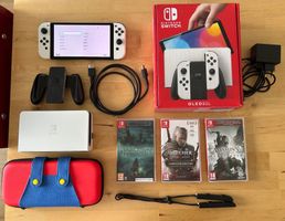 Nintendo Switch OLED Weiss inkl. 3 Spiele und Zubehör