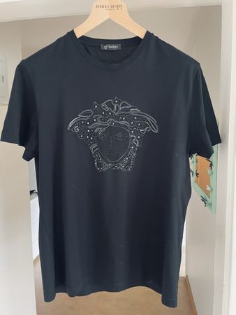 Versace T-Shirt schwarz Gr. L Strass Medusa Herren Top