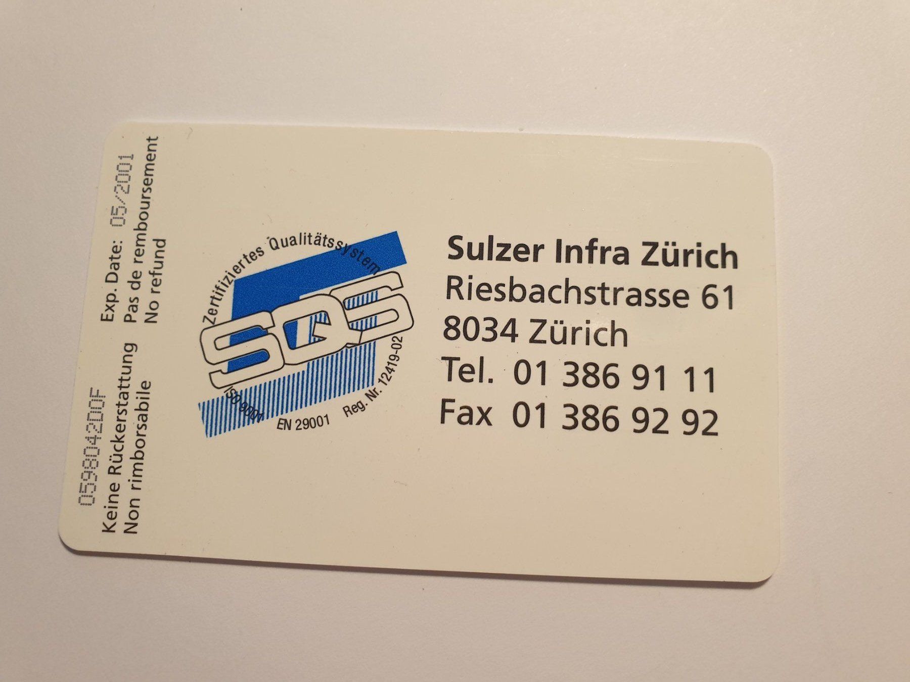 Cartes de téléphone: Sulzer – D'occasion à Rain par chesz 1