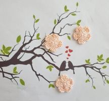 3 Stück Blumen gehäkelt mit Perlen 054 D