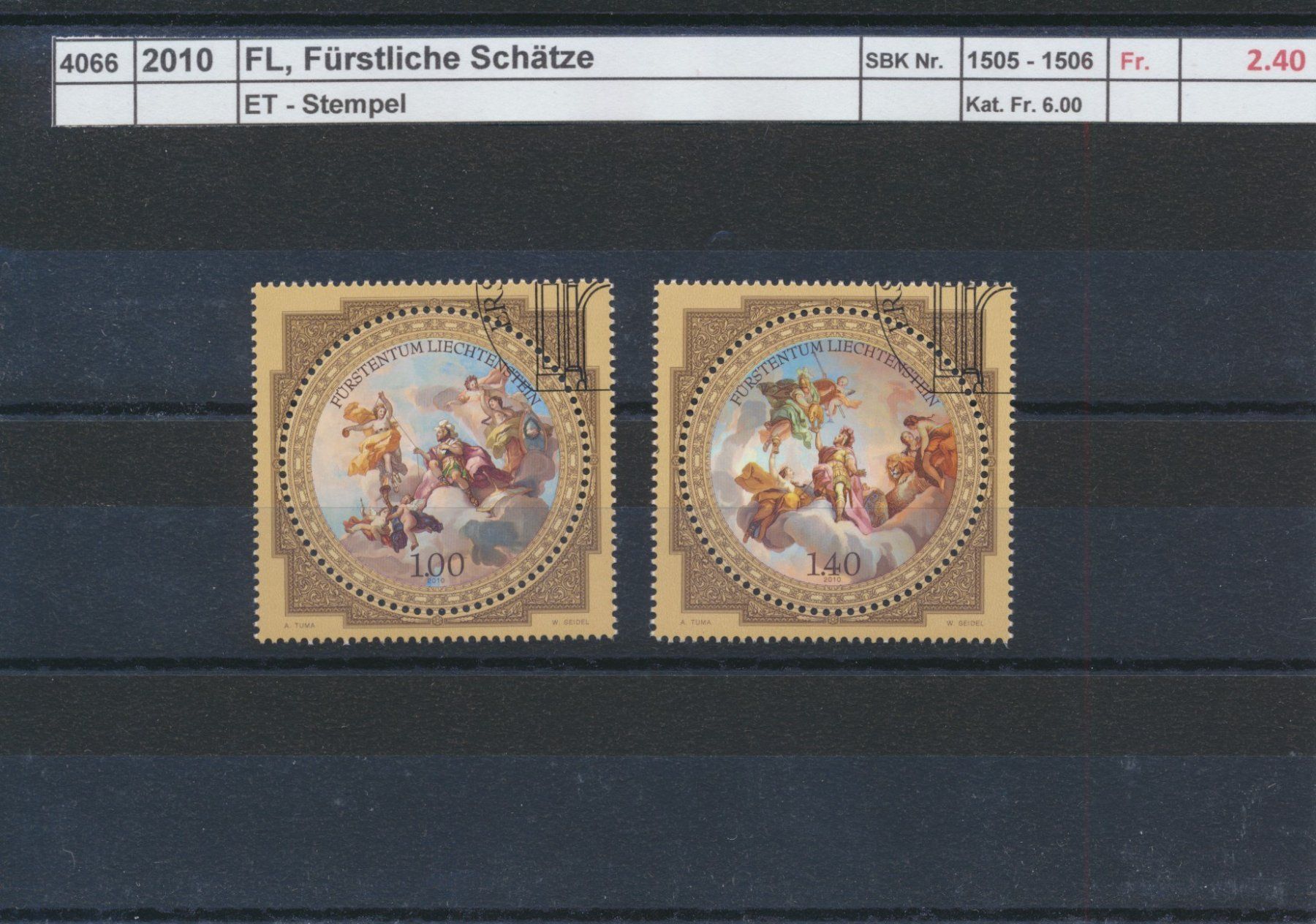 Tutti i francobolli: 2010 FL, "Fürstliche Schätze", ET - Stempel – Usato da Winterthur venduto da Zupogeru