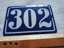 Plaque émaillée 302 bleue Hausnummer - numéro de maison
