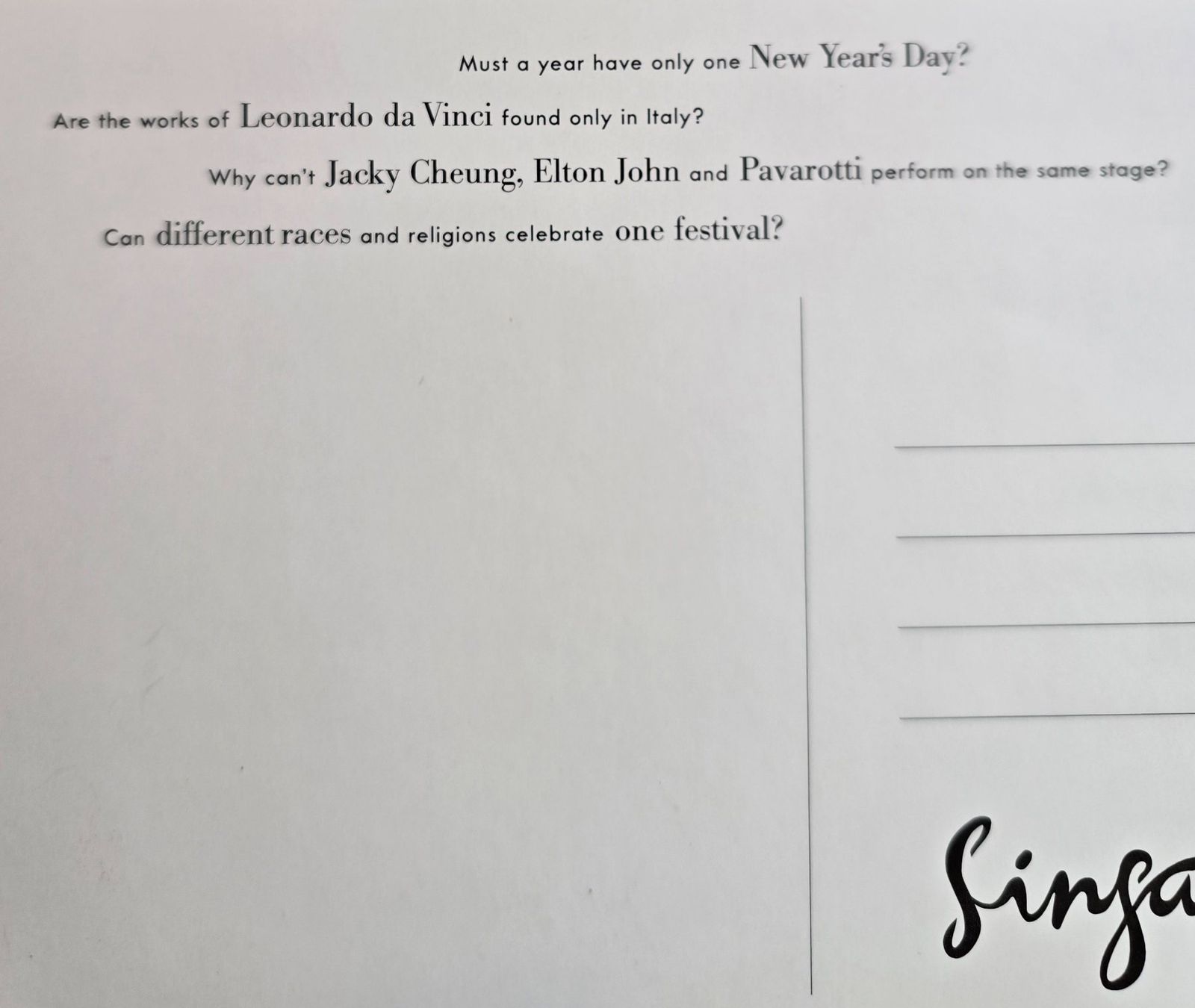 Cartoline postali: Millennium AKs SINGAPUR,  ungelaufen 1999 – Nuovo (secondo la descrizione) da Rheinau venduto da MakalekaAloha 5
