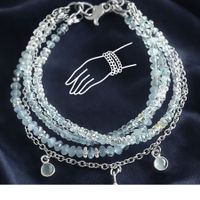 Zartes Aquamarin Armband Unikat 4Reihen Anhänger  Silber