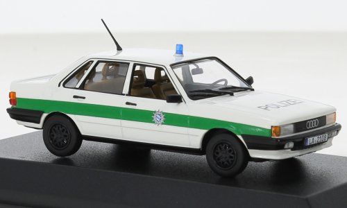 Modelcar Audi 80 B3 1989 *Polizei*, White/green Triple9 1:18 (Türen