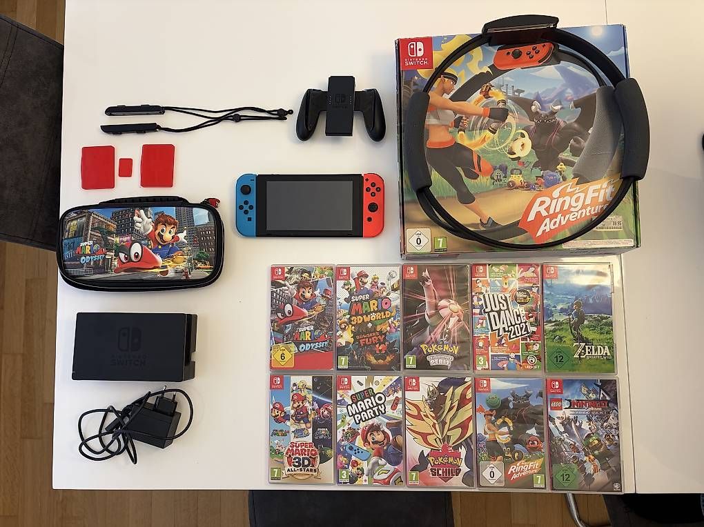 Spiele: Switch + Ring Fit + 10 Spiele – Gebraucht aus Kerns von 2-Z