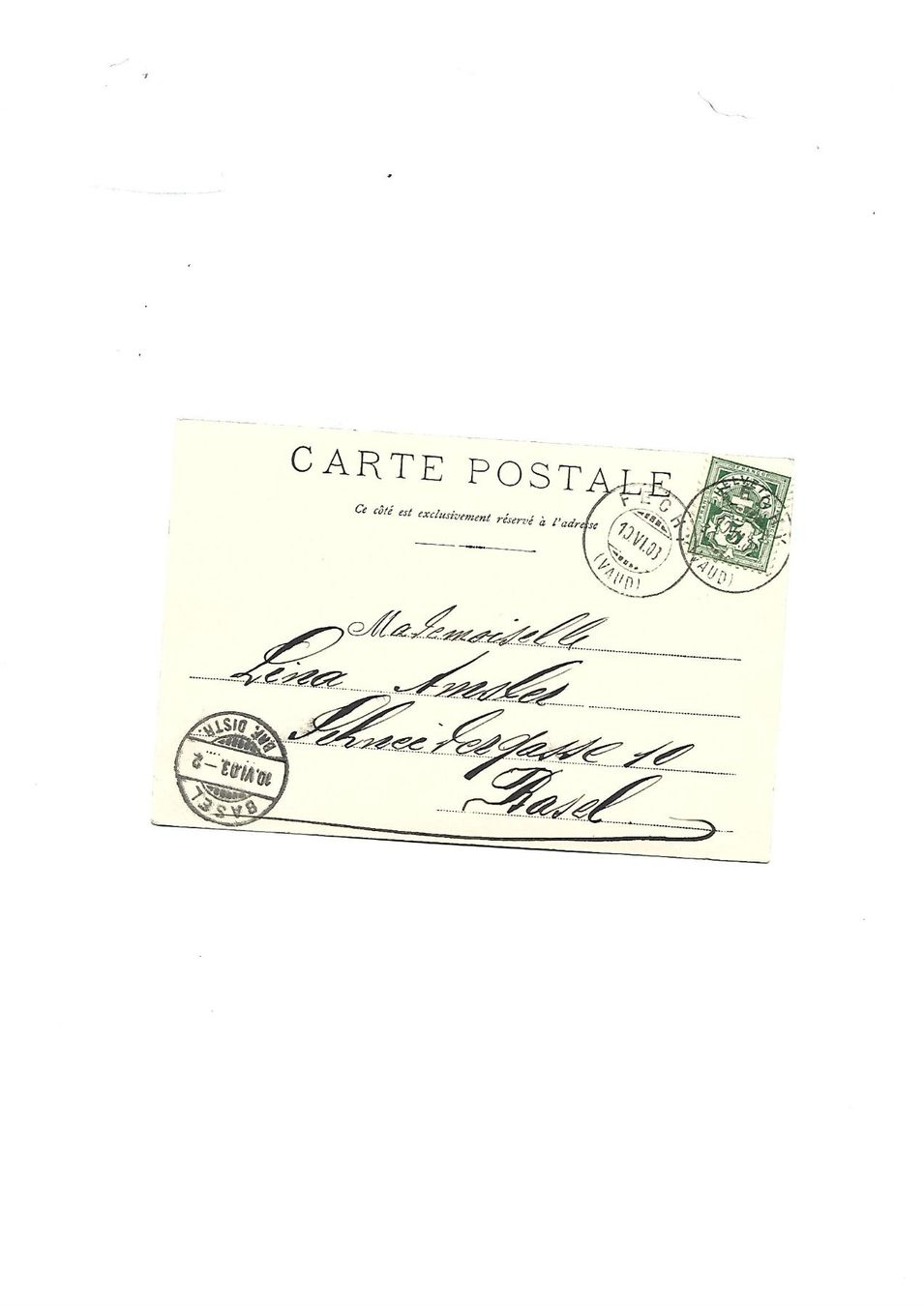 Cartoline postali: Aubonne / VD  1903 – Usato da Allschwil venduto da Salus17 1