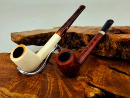 2 edle Luxus Pfeifen, Bruyere & Meerschaum, Tabakpfeife