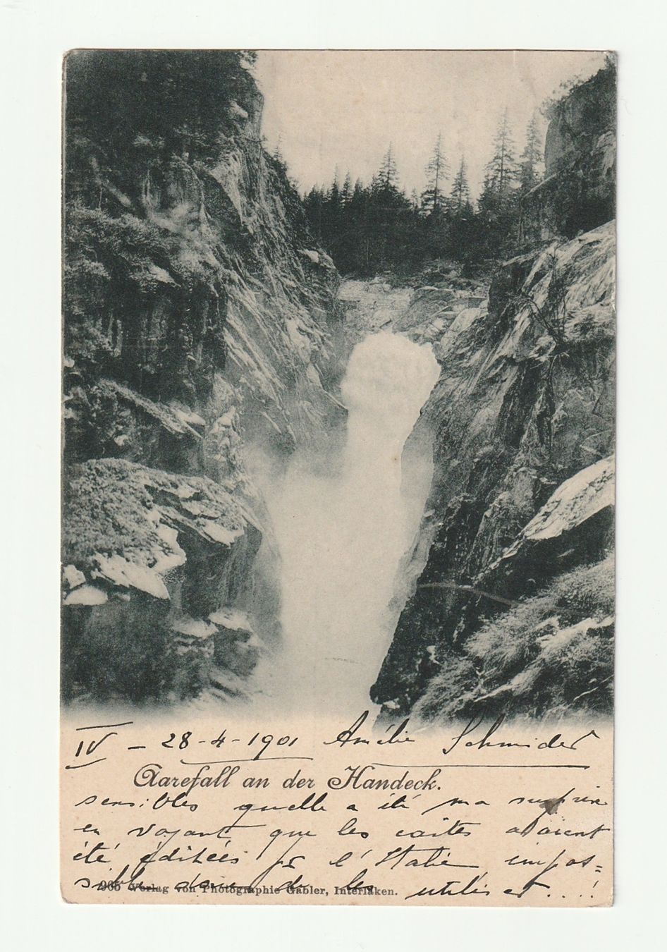 Ansichtskarten: Ansichtskarte Aarefall an der Handeck 1901 – Gebraucht aus St. Gallen von Ricardo_Deals