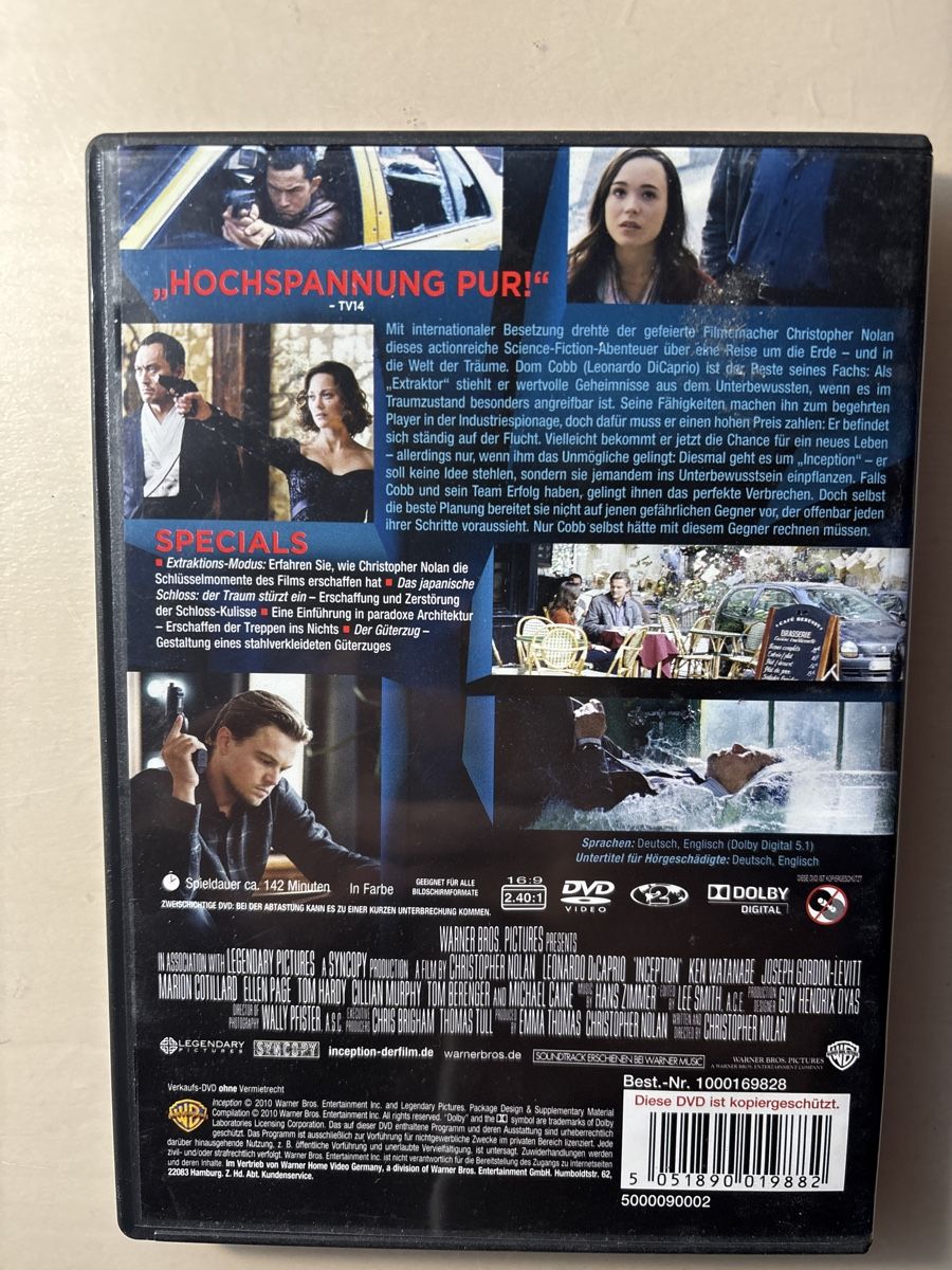 Alle DVDs: Inception - Spannender Sci-Fi-Thriller mit DiCaprio(1605) – Gebraucht aus Ruswil von Slivio_ 1