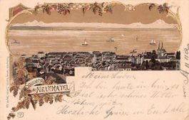 SOUVENIR de NEUCHATEL - Lithographie 1898