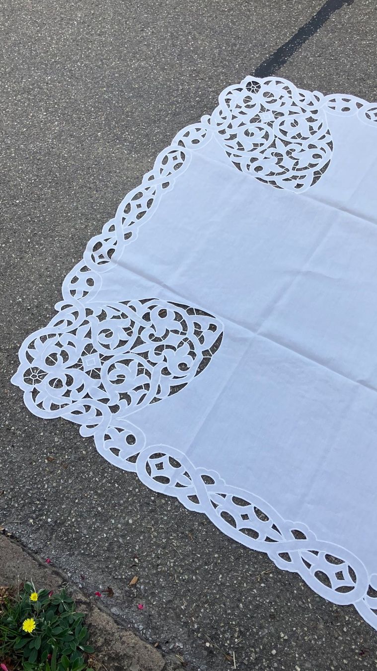 Altra biancheria da tavola: Nappe ancienne 220 cm Tischdecke – Usato da St-Cierges venduto da LeRegain 2