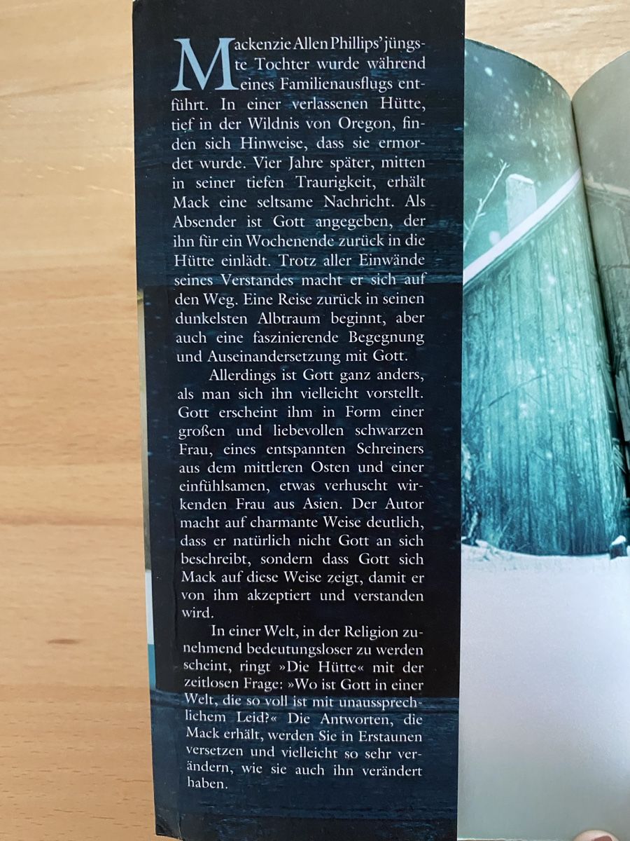 Bücher: Die Hütte / Ein Wochenende mit Gott - William Paul Young – Gebraucht aus Schwarzenburg von Michellu 4