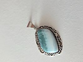 Larimar Anhänger für Kette silberfarben neu