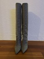 Jimmy Choo Stiefel, Gr. 38, Grau Glitzer kariert