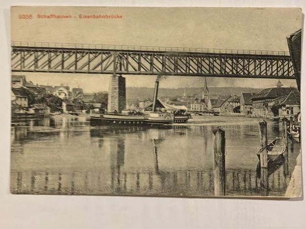 Cartoline postali: Historische Ansichtskarte Schaffhausen mit Eisenbahnbrücke – Usato da Bauma venduto da Baumer71