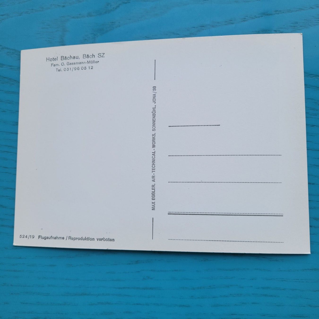 Cartoline postali: Hotel Bächau , Bäch /SZ – Usato da SCHÜBELBACH venduto da CoKaHa 1