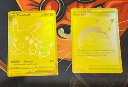 Lot carte promo gold pikachu v et pokeball fr