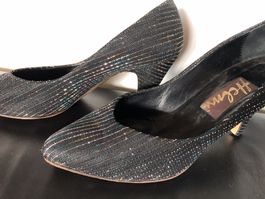 Glitzer Pumps Gr. 37 ½, Innenfutter und Schuhsohle echt Lede