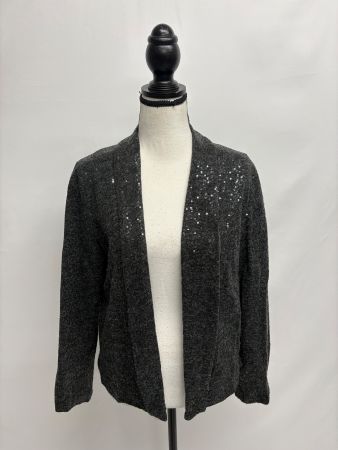 Zara Grauer Cardigan mit Pailletten M gestrickt