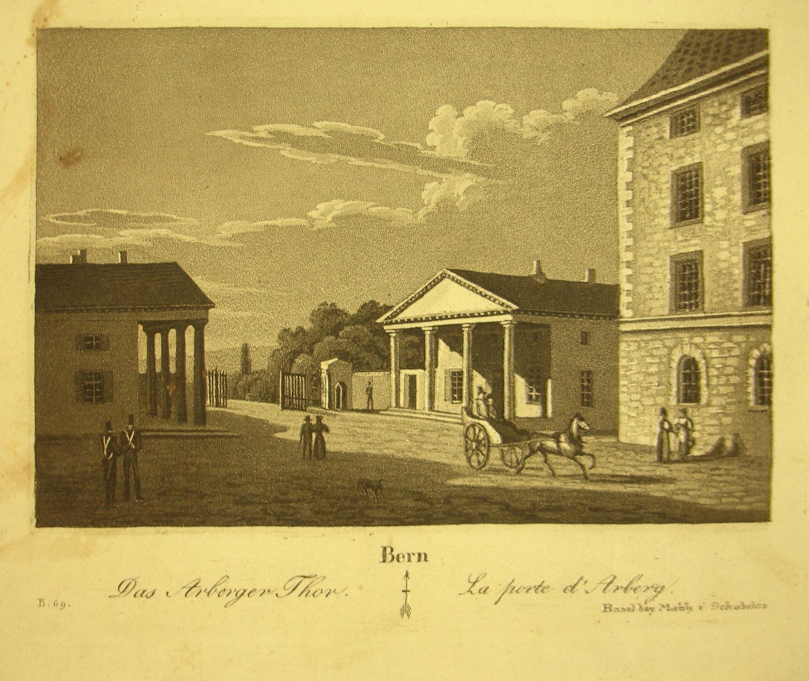 Incisioni: BERN ARBERGER THOR, AQUATINTA 1836 – Usato da Grüningen venduto da Kartensammler 1