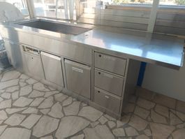 Kühl - tecke; Edelstahl Gastro Küche 270 x 80 x H91 cm