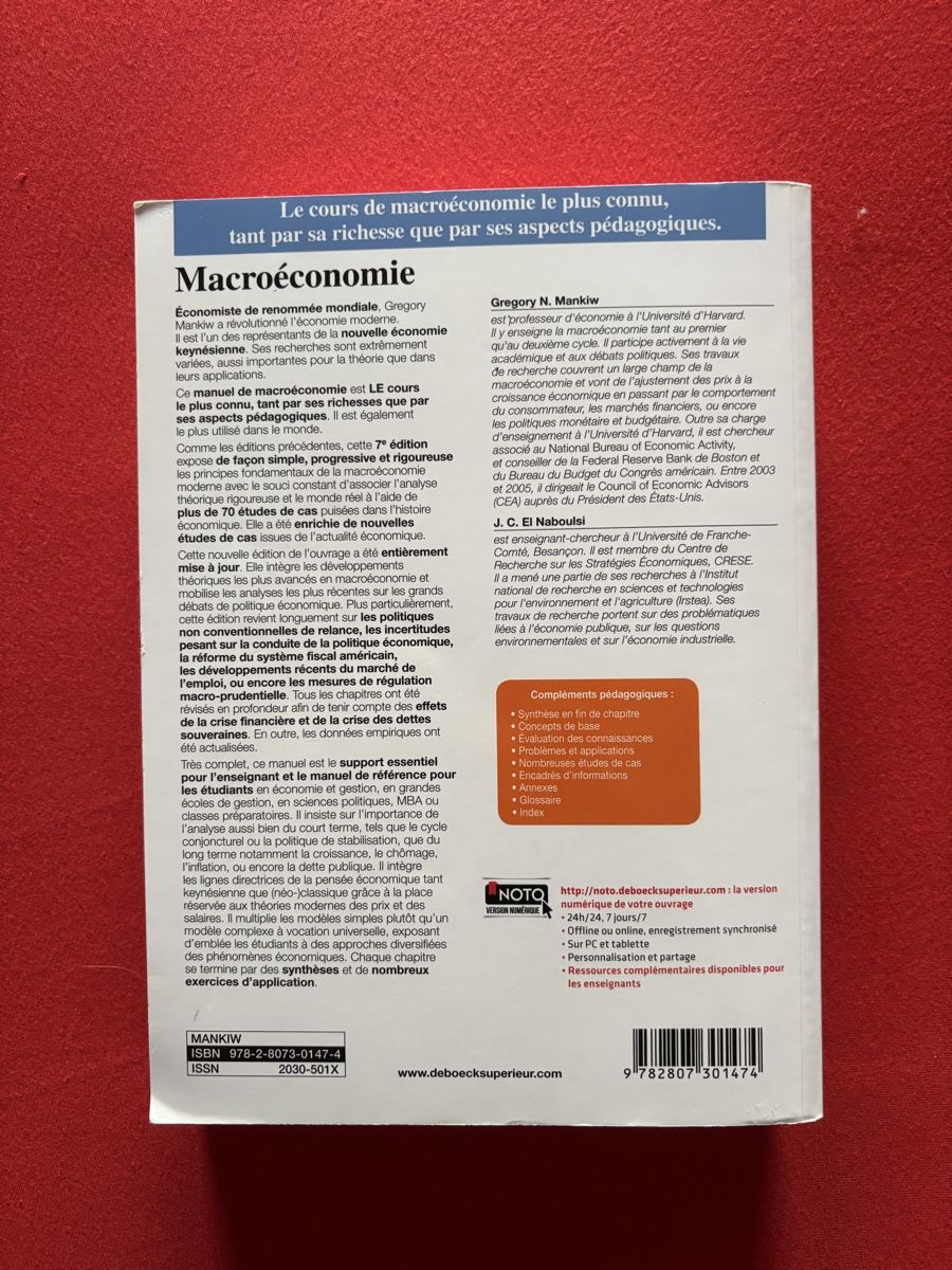Libri: Mankiw Macroéconomie 7ème édition – Usato da Belfaux venduto da vik_c6z2 2