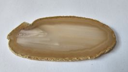 Polished Agate Slice Beige Banded Natural Edge