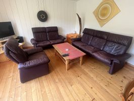 Ledersofa, Sitzgruppe Erpo Lugano, 2 + 3 Plätze und Sessel