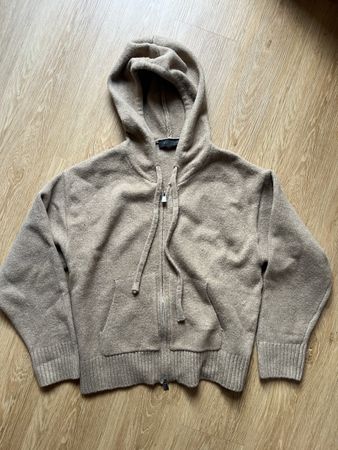 Damen Strickjacke Kapuze beige Grösse M