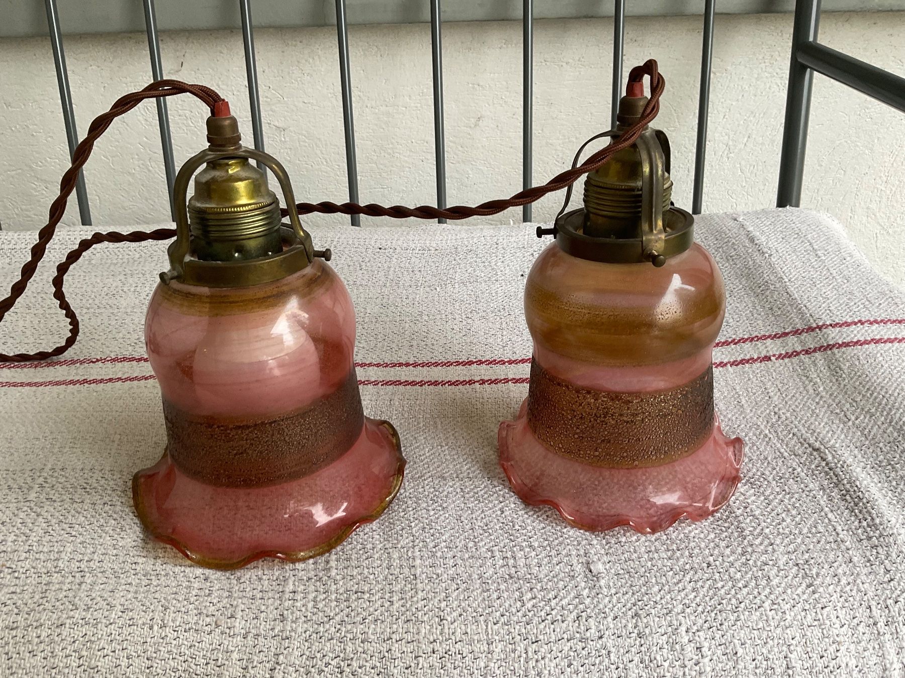Lampade: Antike Hängelampe Glaslampe Lampe – Usato da Aarau venduto da Ikebana03