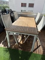 Terrassentisch JUTLANDIA Holz/Metall (90x205cm) + 4 Stühle,