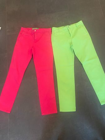 2 Stk. BENETTON Chino Hosen pink und grün Gr. 36