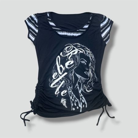 Stylish y2k retro black summer top graphic t-shirt