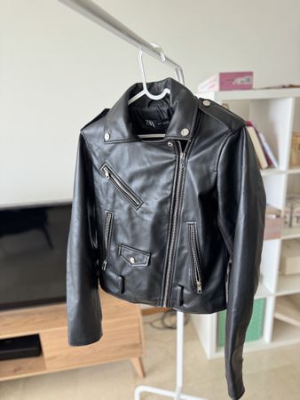Zara Faux Leather Biker Jacket Black Size S