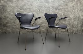 Fritz Hansen Serie 7 3207 Leder Armlehnstühle Arne Jacobsen