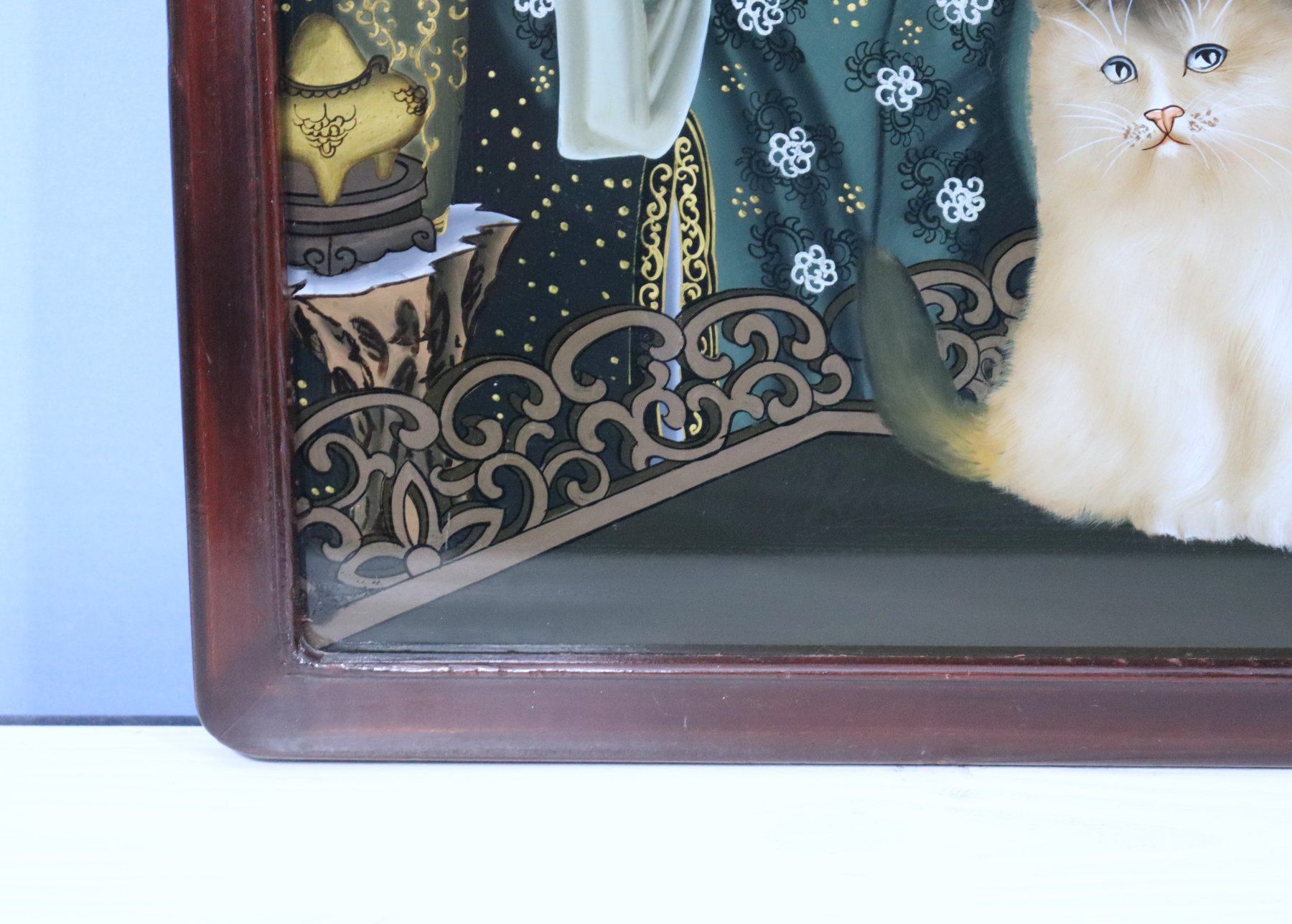 Dipinti: Alte Chinesische Hinterglasmalerei, "Konkubine mit Katze" – Usato da Zug venduto da Kunst-Fundgrube 7