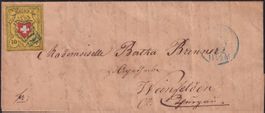 1852, B1-Druckstein auf Brief von GENF mit seltenem PD !