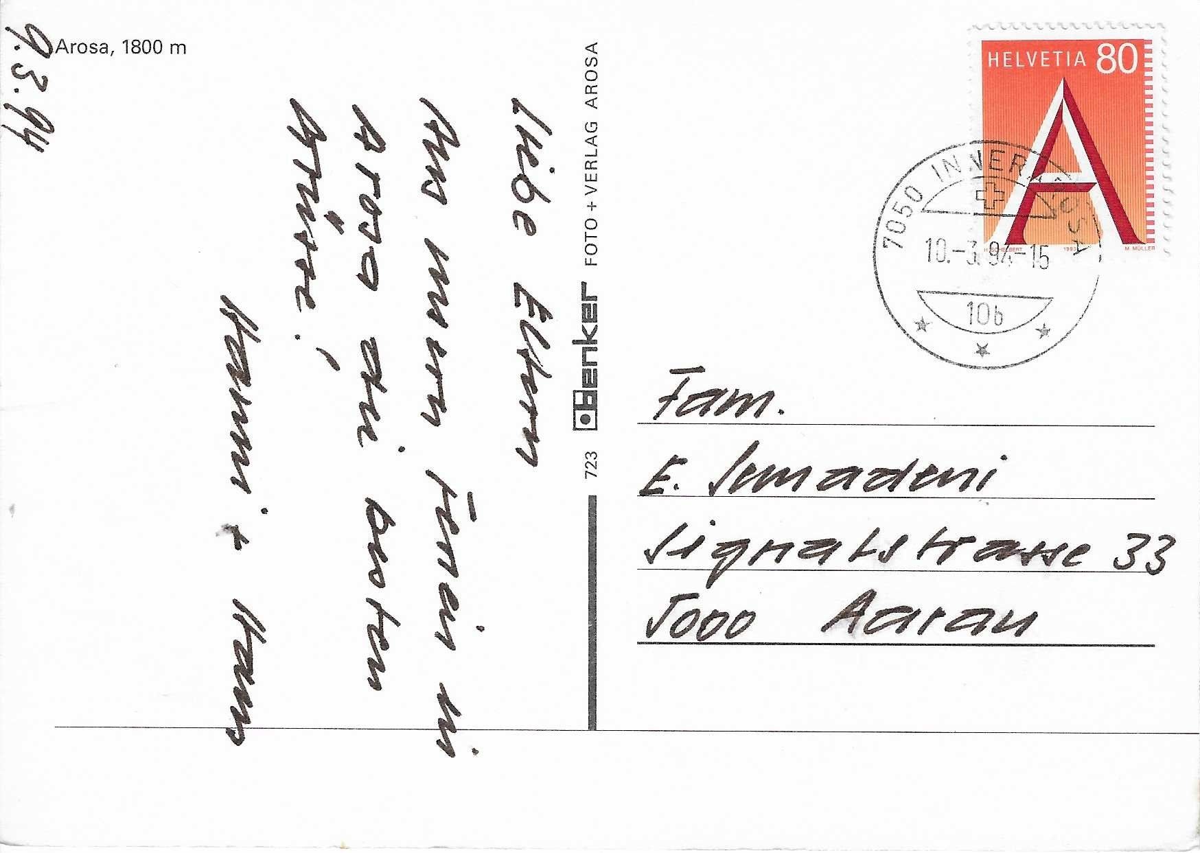 Cartoline postali: Arosa GR – Usato da Rothrist venduto da Stranglehold 1