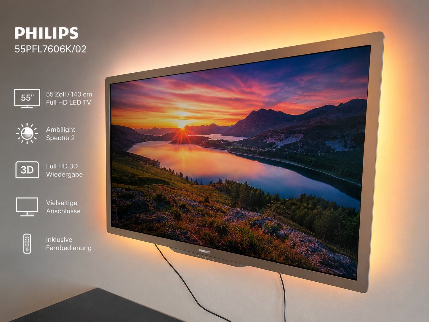 Philips Televisori: Philips Ambilight Full HD TV 55PFL7606K – Usato da Aathal-Seegräben venduto da humanik_AG