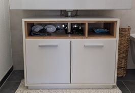 Waschtischunterschrank weiss Holzoptik  