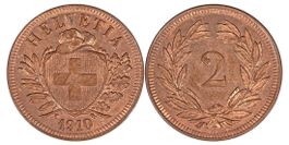 2 Rappen von 1910 (Stempelglanz)