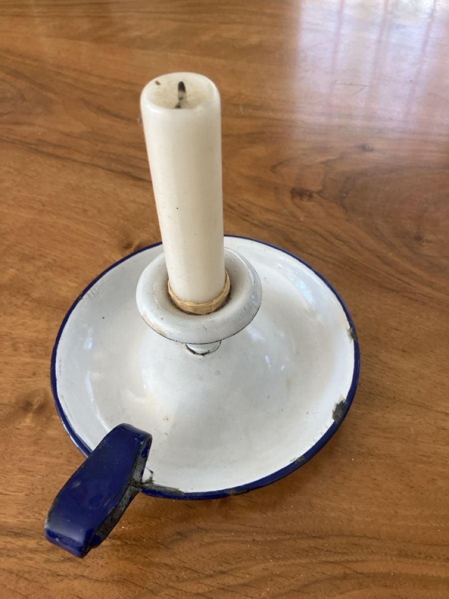 Portacandele: Kerzenhalter Emaille weiss blau – Usato da Bichwil venduto da Bac2 1