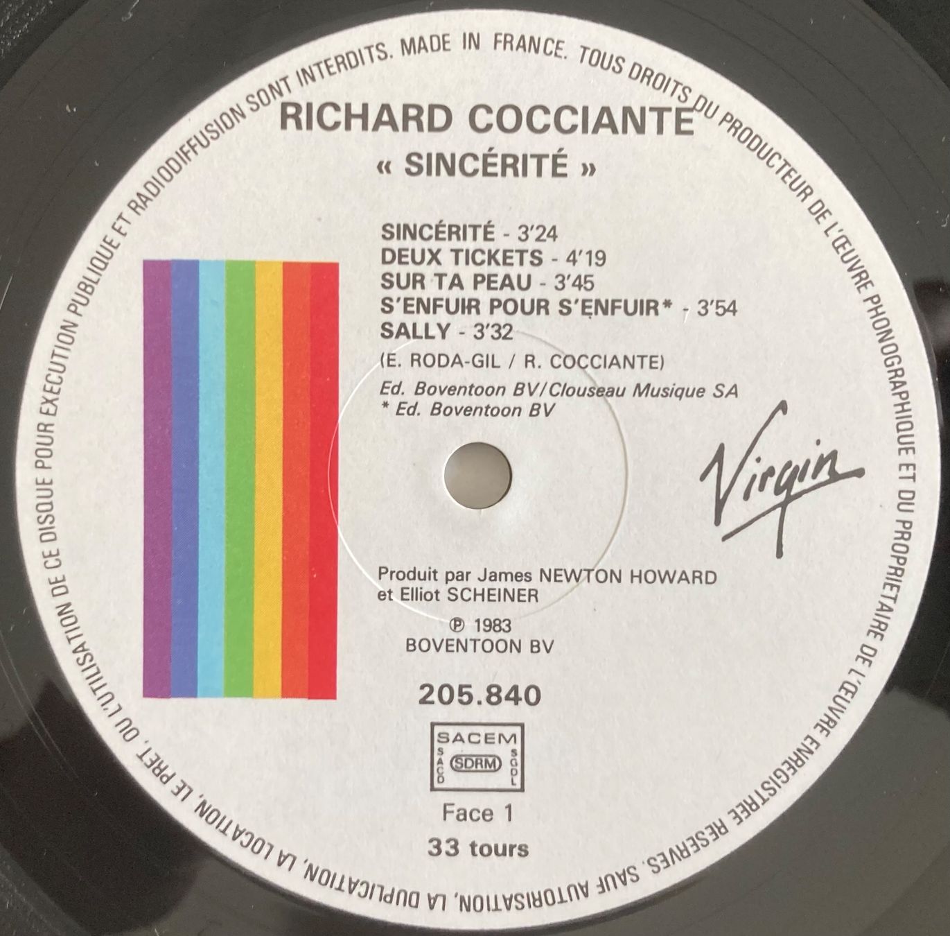 Dischi in vinile: RICHARD COCCIANTE - SINCÉRITÉ – Usato da Poliez-Pittet venduto da Newtown-Records 3