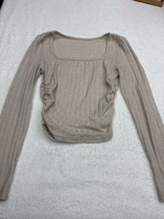 Shein Top beige côtelé, taille XS, manches longues 🍂