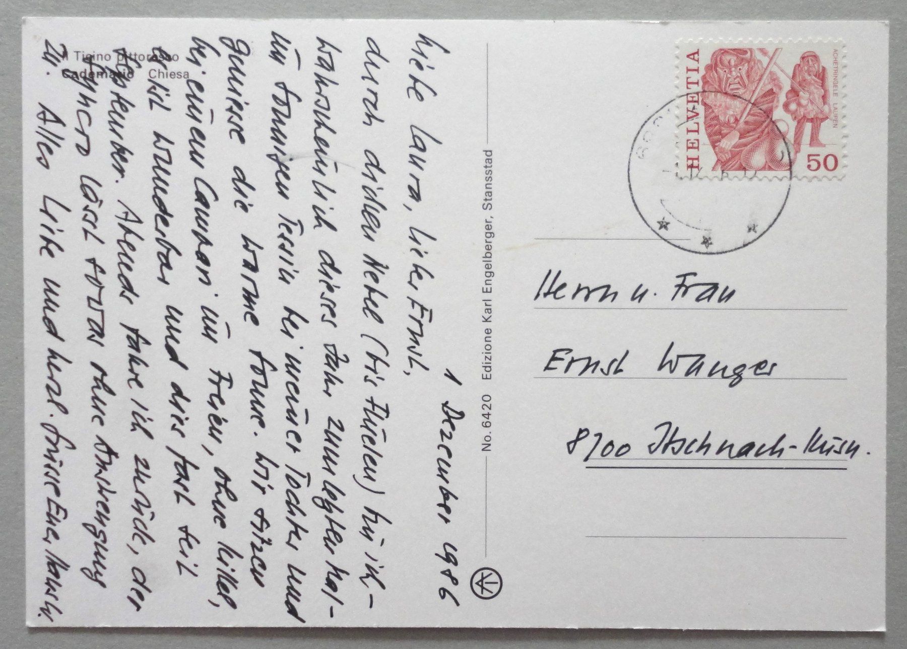 Cartoline postali: Cademario - Chiesa – Usato da Fétigny venduto da Billy2miny 1